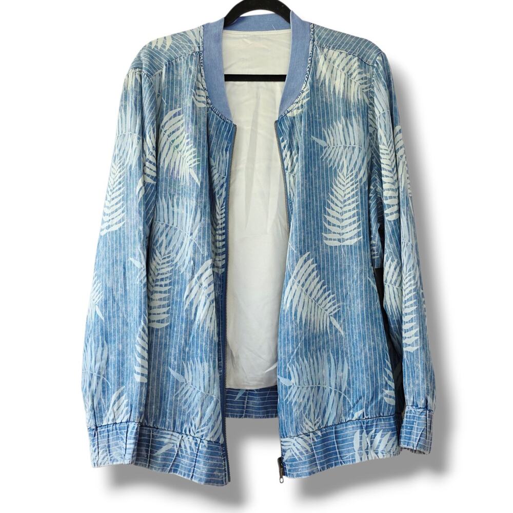 Billy T Bomber Jacket Women's Plus Size 2X Blue‎ Lightweight Relaxed Fit NWT